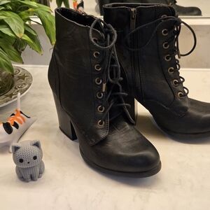 Black Lace-Up Ankle Boots